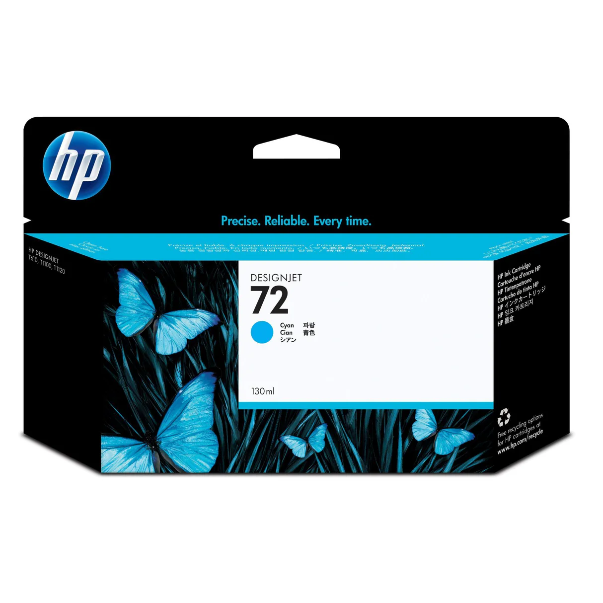 HP 72 130ml Cyan DesignJet High Yield Printer Ink Cartridge Original C9371A Single-pack