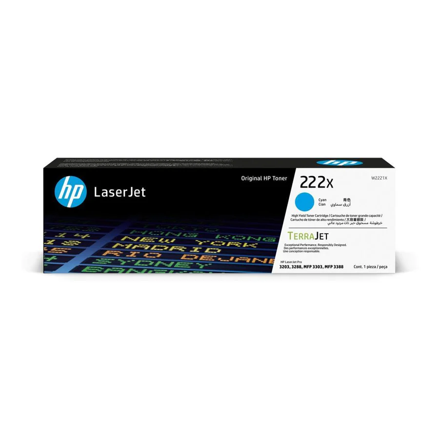HP 222X High Yield Cyan Toner Cartridge 2,500 Pages Original W2221X Single-pack