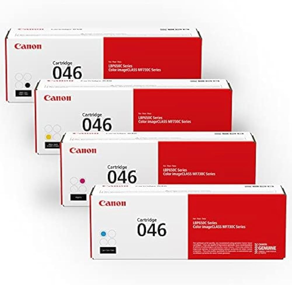 Canon 046 Set | Original Canon Laser Toner Cartridges – Black, Cyan, Magenta, Yellow