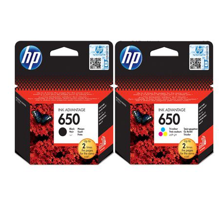 HP 650 Black + 650 Tri-Colour Original Ink Cartridge Bundle