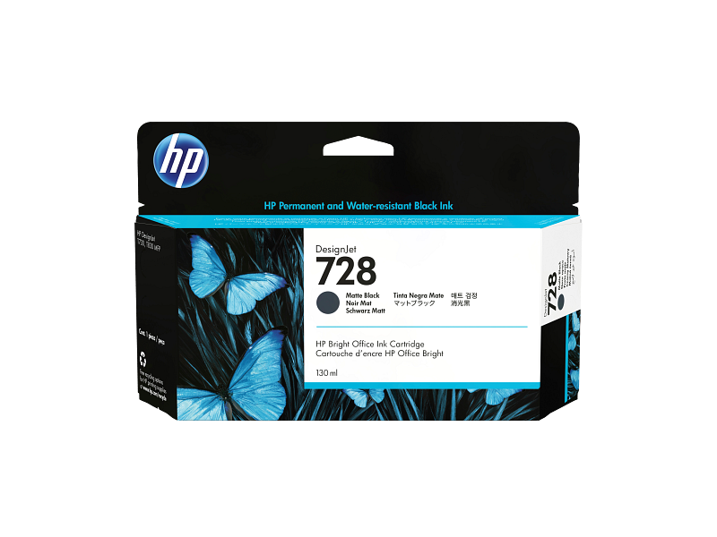 HP 728 130-ml Matte Black DesignJet Ink Cartridge (3WX25A)