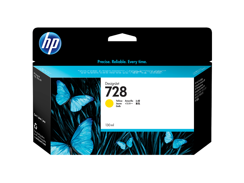 HP 728 130-ml Yellow DesignJet Ink Cartridge (F9J65A)