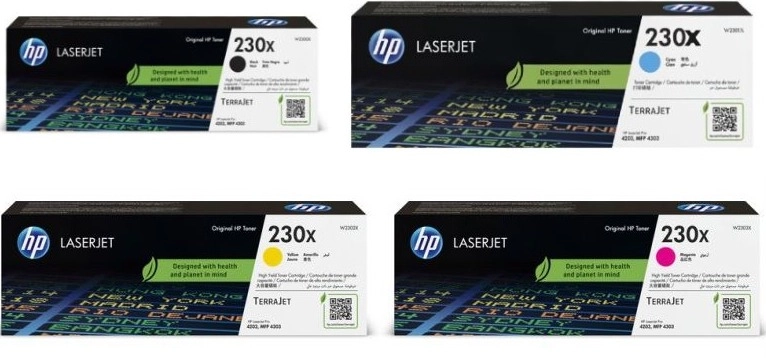 HP 230X Black | HP 230X Cyan | HP 230X Yellow | HP 230X Magenta Original LaserJet Toner Cartridge W2300X W2301X W2302X W2303X