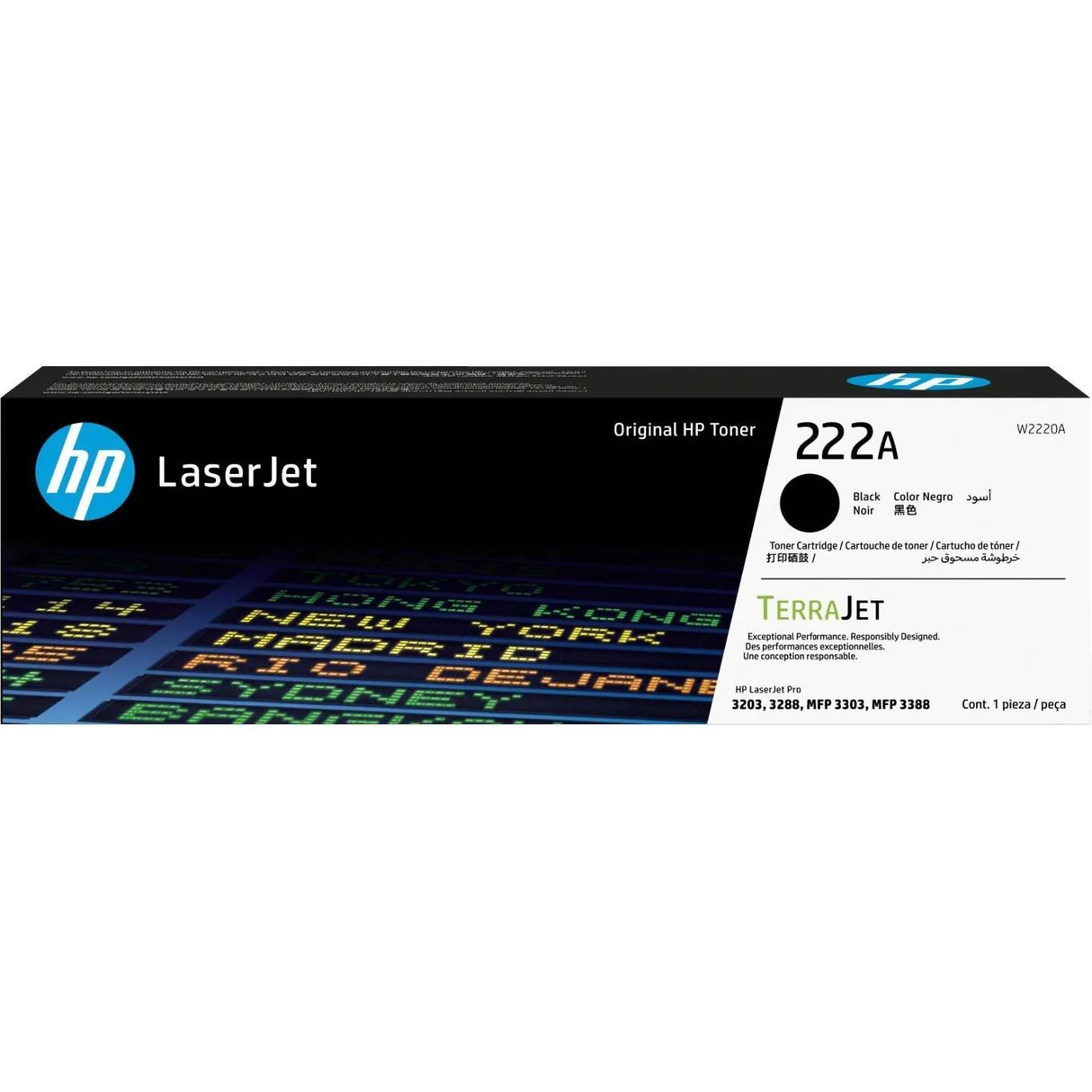 HP 222A Black Toner Cartridge 1,300 Pages Original W2220A Single-pack