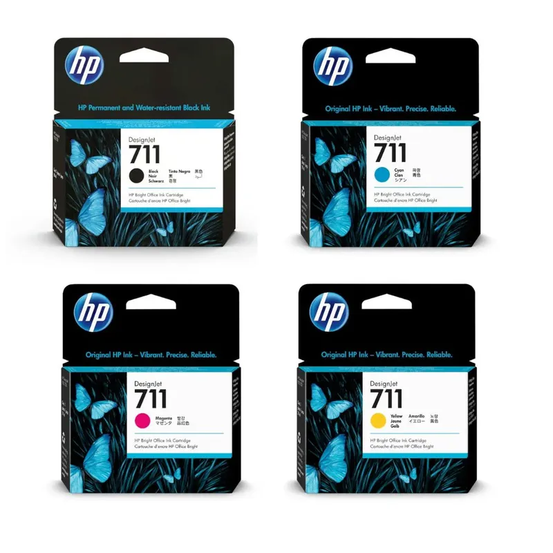 HP 711 Black Cyan Magenta Yellow DesignJet Original Ink Cartridge Multipack