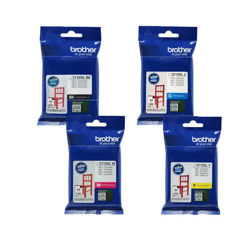 Brother LC-3719XL Black Cyan Magenta Yellow Original High Yield Ink Multipack - LC 3719XL